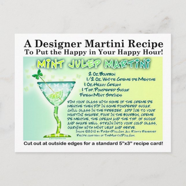 Mint Julep Martini Rezept Postkarte (Vorderseite)