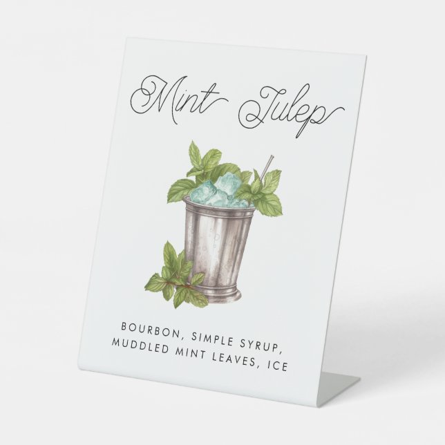 Mint Julep Pferderennen Derby Custom Cocktail Sockelschild (Vorderseite)