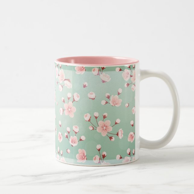 Mint, Kirschblüte, Frühlings-Blume, Japaner, Zweifarbige Tasse (Rechts)