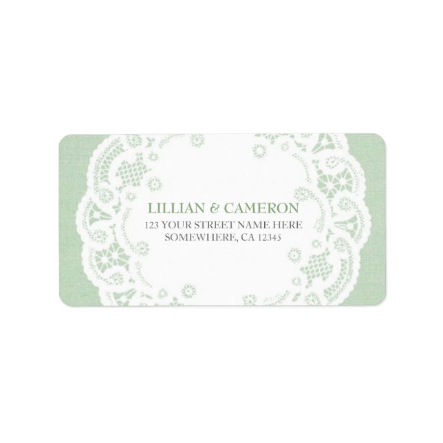 Mint Lace Doily Address Labels Adressaufkleber (Vorne)
