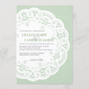 Mint Lace Doily Wedding Einladung
