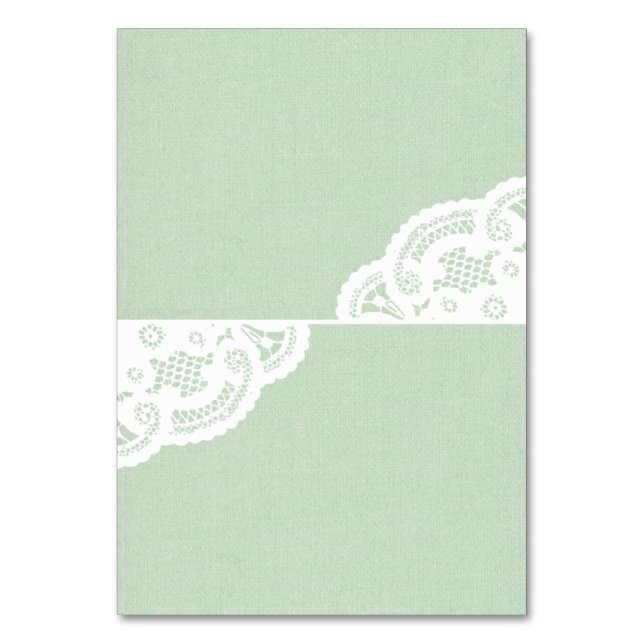 Mint Lace Doily Wedding Table Platzkarten Tischnummer (Vorderseite)