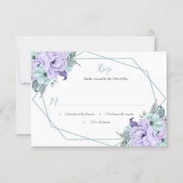 Mint Lavender Wasserfarbe Peonies Geometrische UAW RSVP Karte