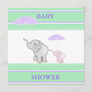 MINT/LILA UMBRELLA BABY DUSCHE EINLADUNG