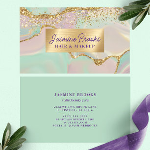Mint Lila und Gold Glamour Visitenkarte