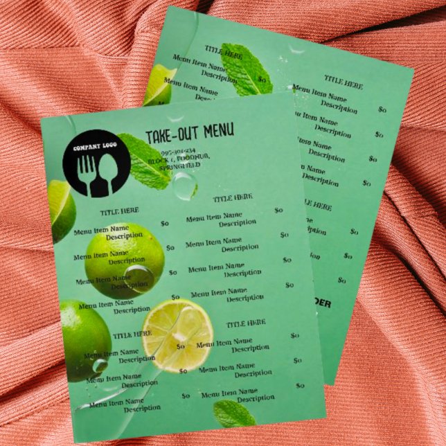Mint Lime Restaurant Take-Away-Menü mit QR-Code Flyer (Von Creator hochgeladen)