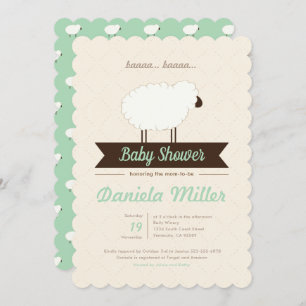 Mint Little Lamb Gender Neutral Baby Dusche Einladung