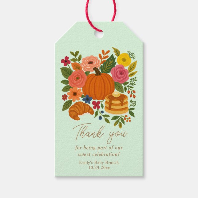 Mint Little Pumpkin Baby Dusche Danke, dass Sie fü Geschenkanhänger (Vorderseite)