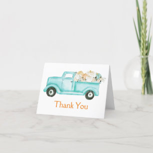 Mint Little Pumpkin Truck Baby Dusche Foto Dankeskarte