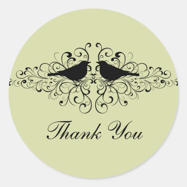 Mint Love Bird Wirbel Danke Stickers (Vorderseite)