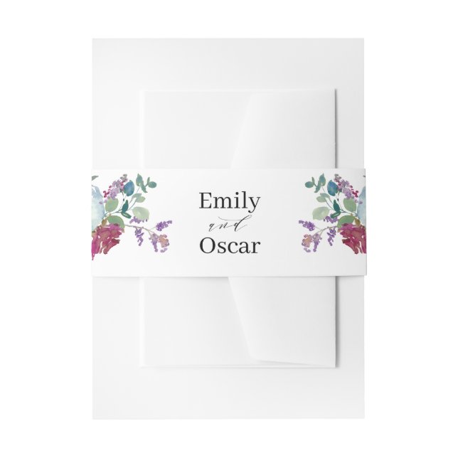 Mint & Mauve Floral Watercolor Hochzeit Einladungsbanderole (Vorderseite Beispiel)