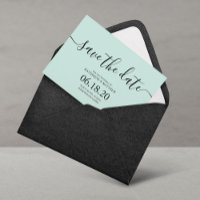 Mint Modern Script Wedding Save the Date Cards