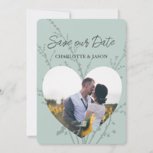 Mint Moderner Foto Herz Rahmen Save The Date      Einladung