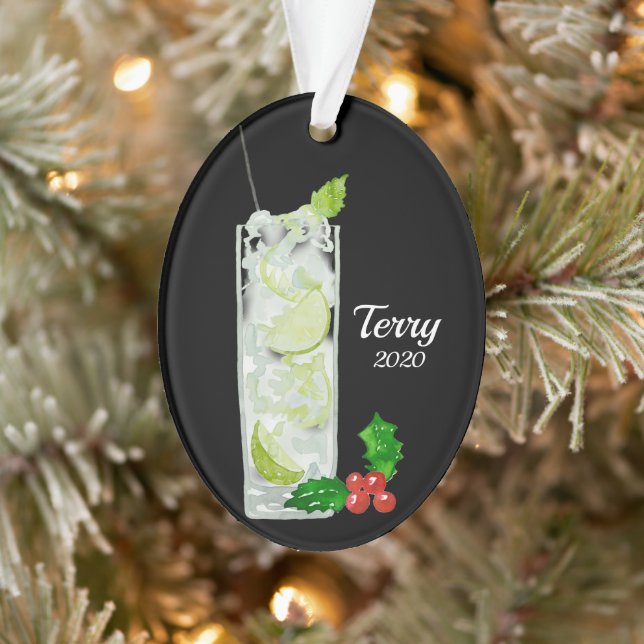 Mint Mojito Cocktail Personalisierte Einrichtung Ornament (Baum)
