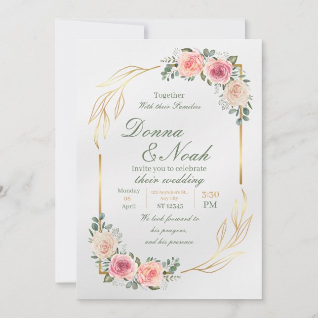 Mint Mold Modern Wedding Einladungskarten (Vorderseite)