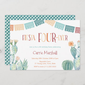 Mint Mustard Fiesta Viertages-Party Einladung