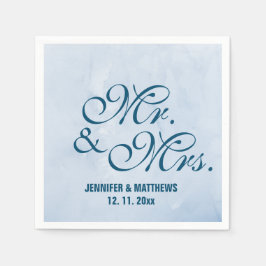 Mint Navy Blue Mr. und Mrs. Wedding Monogram Nicke Serviette