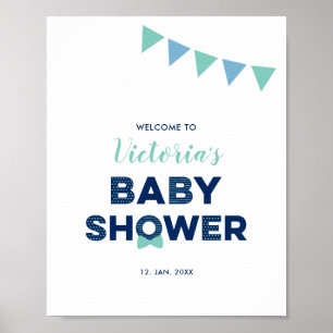 Mint & Navy   Moderne Willkommenskarte für Baby Sh Poster