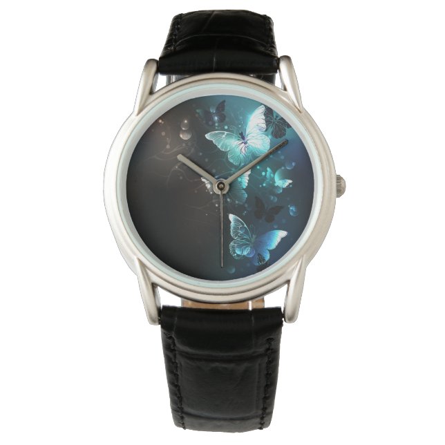 Mint-Night-Schmetterlinge Armbanduhr (Vorderseite)