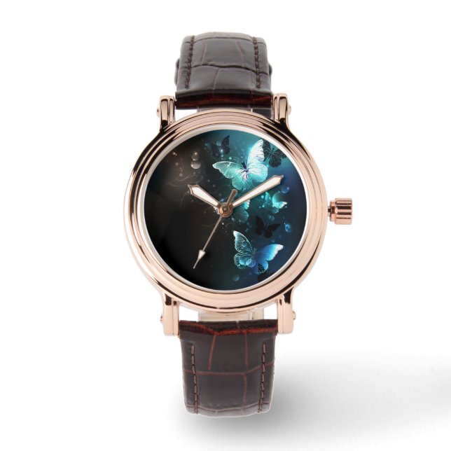 Mint-Night-Schmetterlinge Armbanduhr (Vorderseite)