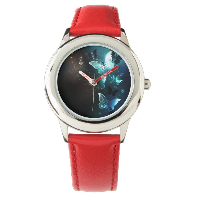 Mint-Night-Schmetterlinge Armbanduhr (Vorderseite)