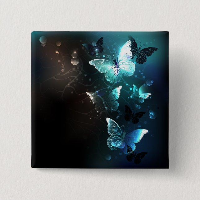 Mint-Night-Schmetterlinge Button (Vorderseite)