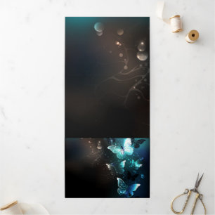 Mint-Night-Schmetterlinge Dreifach Gefaltete Einladung