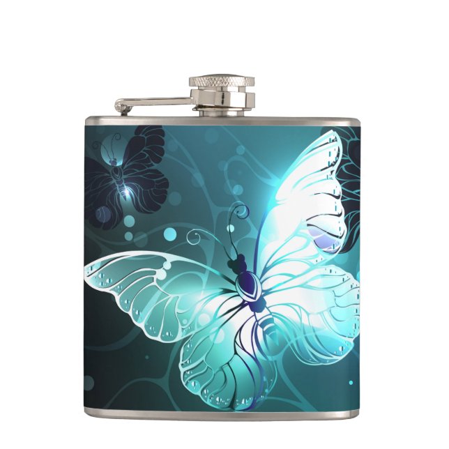 Mint-Night-Schmetterlinge Flachmann (Vorderseite)