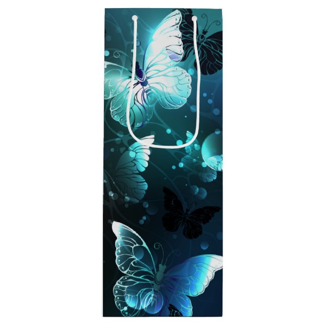 Mint-Night-Schmetterlinge Geschenktüte Für Weinflaschen (Vorderseite)