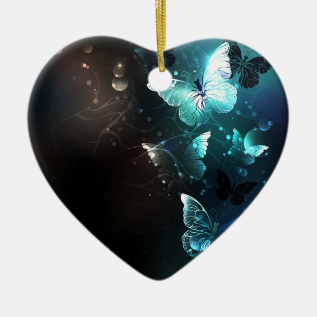 Mint-Night-Schmetterlinge Keramik Ornament (Vorne)