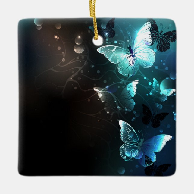 Mint-Night-Schmetterlinge Keramikornament (Vorderseite)