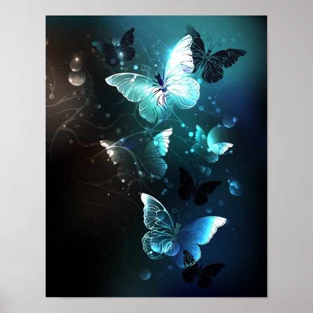 Mint-Night-Schmetterlinge Poster (Vorne)