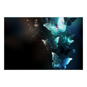 Mint-Night-Schmetterlinge Poster