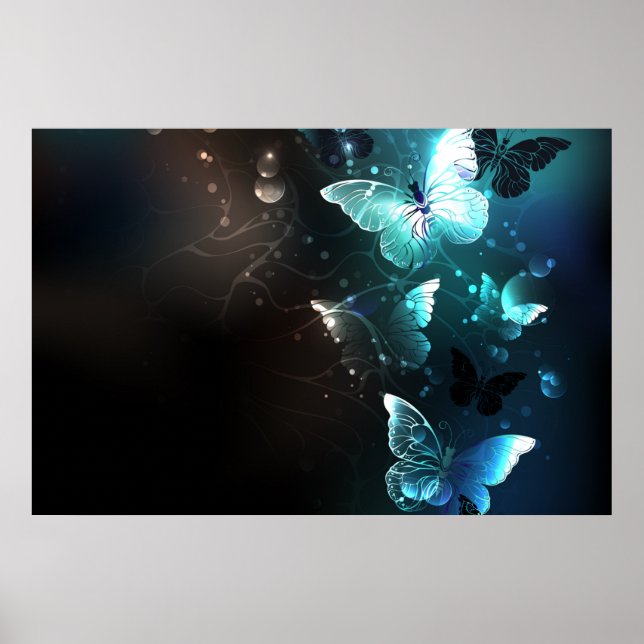 Mint-Night-Schmetterlinge Poster (Vorne)