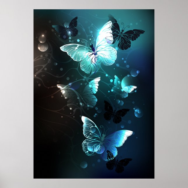 Mint-Night-Schmetterlinge Poster (Vorne)
