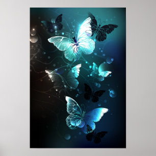 Mint-Night-Schmetterlinge Poster