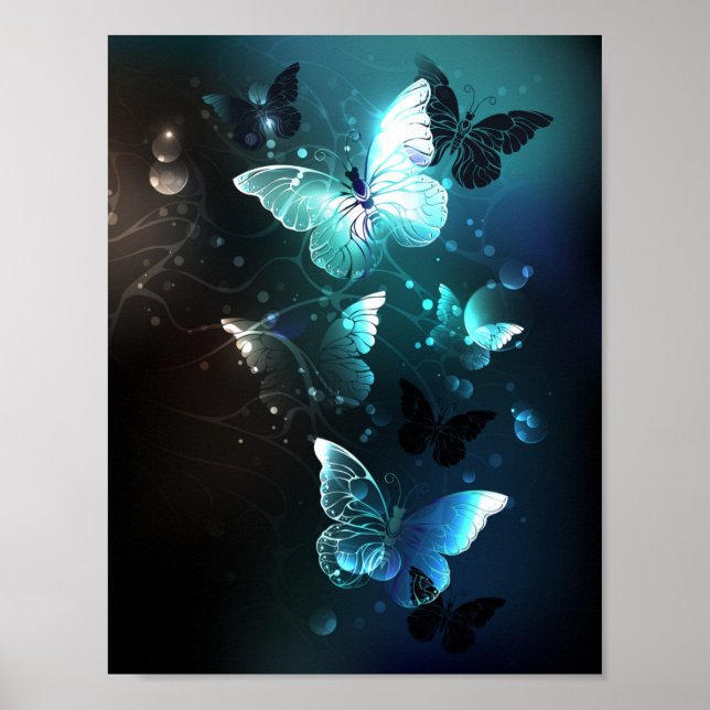 Mint-Night-Schmetterlinge Poster (Vorne)