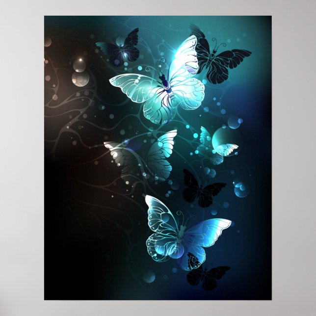 Mint-Night-Schmetterlinge Poster (Vorne)