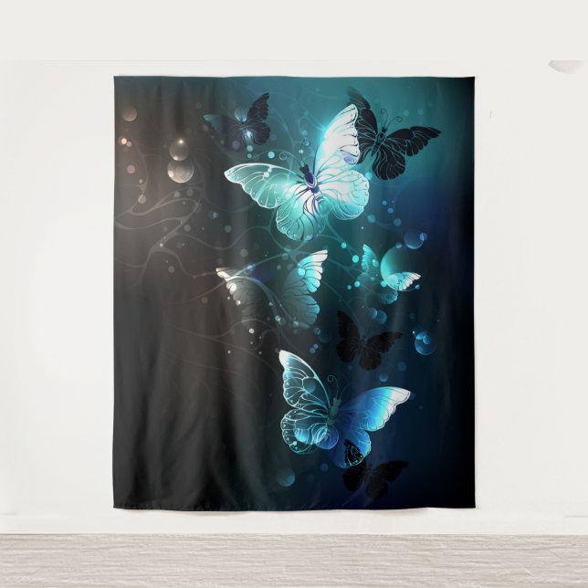 Mint-Night-Schmetterlinge Wandteppich (Vorderseite)