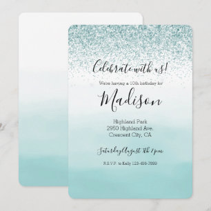 Mint Ombre Glitzer Einladung