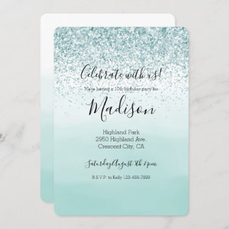 Mint Ombre Glitzer Einladung