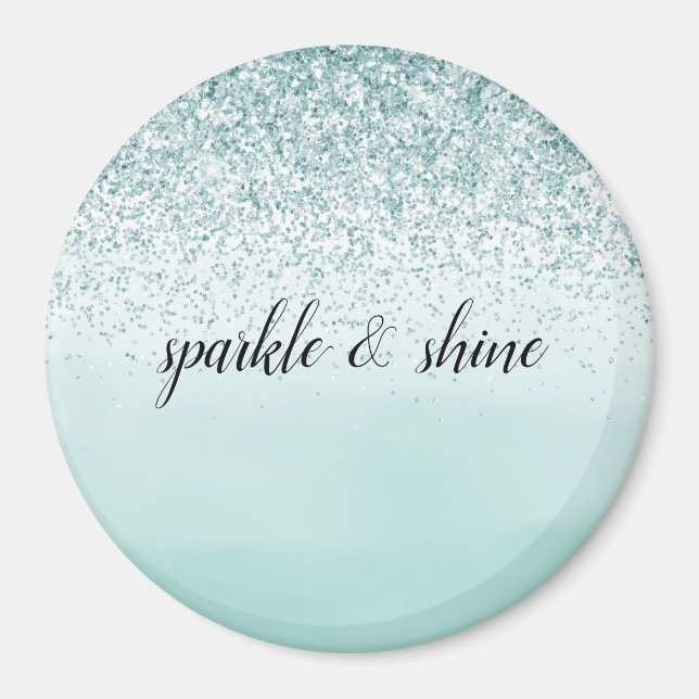 Mint Ombre Glitzer personalisiert Magnet (Vorne)