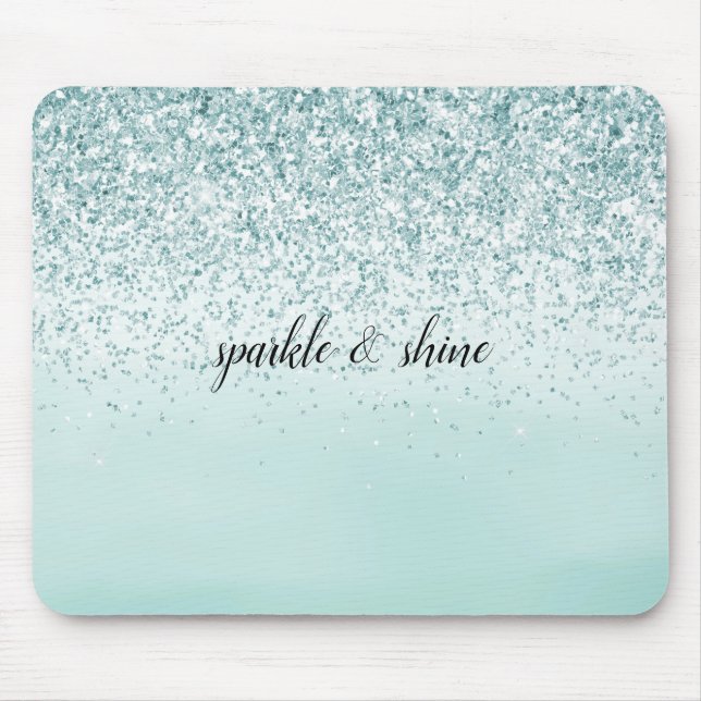 Mint Ombre Glitzer personalisiert Mousepad (Vorne)