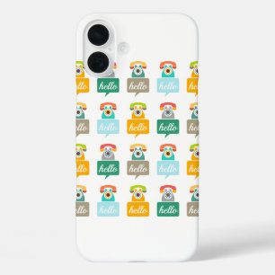 Mint Orange Aqua Tan Retro Telefon Hallo iPhone 16 Plus Hülle