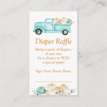 Mint Orange Little Pumpkin Diaper Raffle Ticket