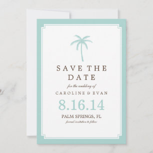 Mint Palm Tree Wedding Save the Date