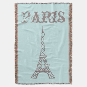 Mint Paris Eiffel Tower Throw Blanket Decke