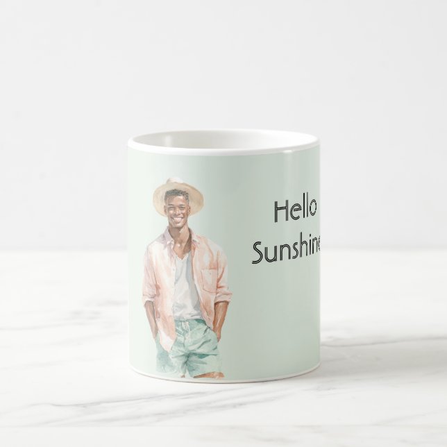 Mint Peach Hello Sunshine Black Man  Kaffeetasse (Mittel)