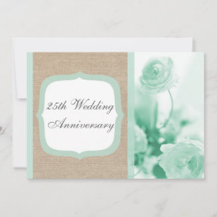 Mint Peony Burlap Einladung zum Hochzeitstag