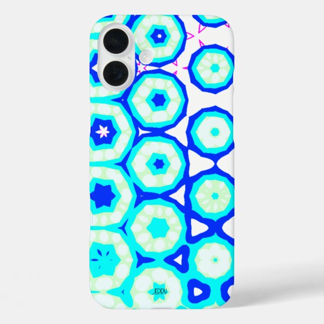 Mint Pink Aqua Blue Muster mit Name Case-Mate iPhone Hülle (Rückseite)